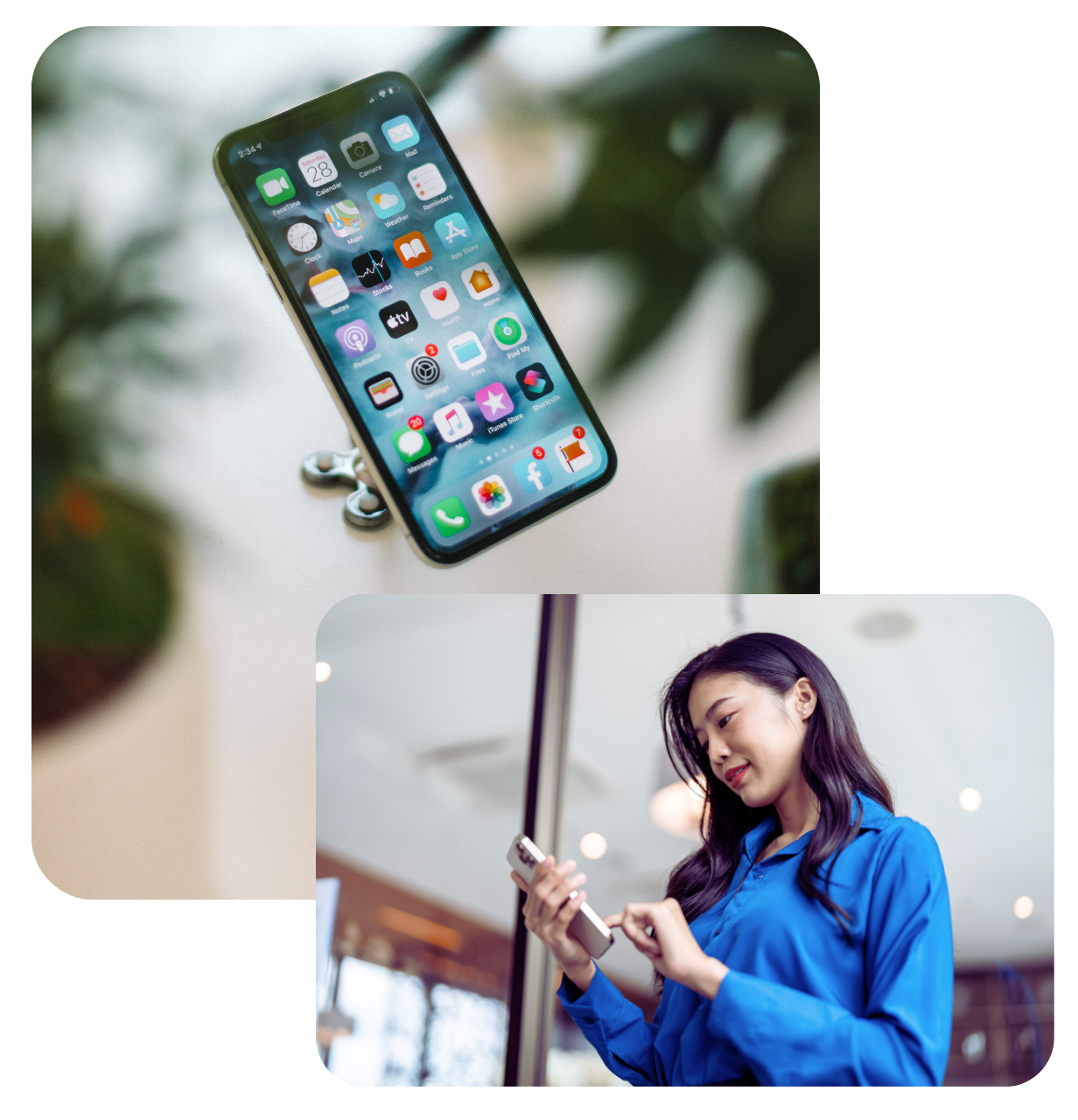 Virtual assistant managing social media content and engagement using a smartphone, supporting business growth and brand visibility.