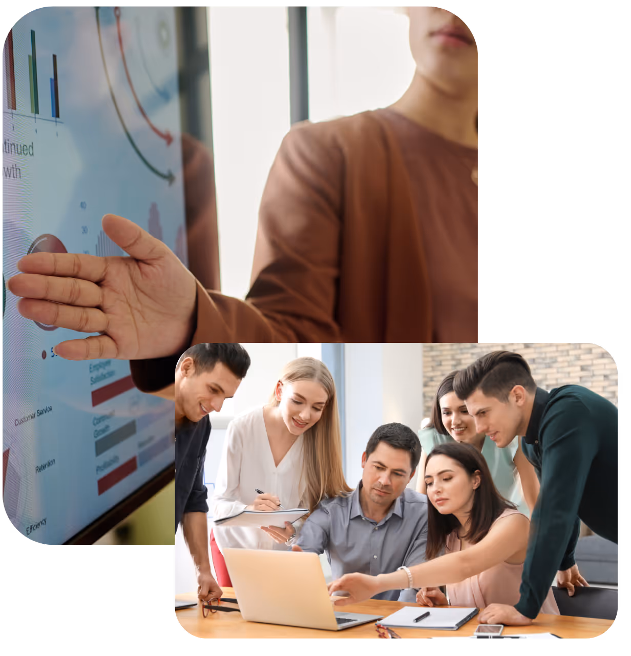 Small business team developing digital training materials and presentations.