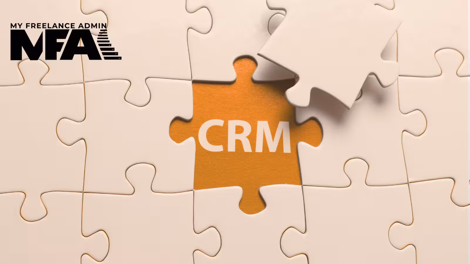 Puzzle pieces forming a CRM system, representing structured CRM support and integrated business systems.