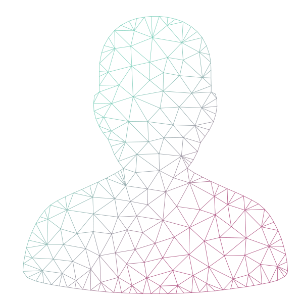 Graphic of a human head connected by chains, symbolizing the links between human identities, service accounts, and security vulnerabilities visualized by Anetac’s platform.