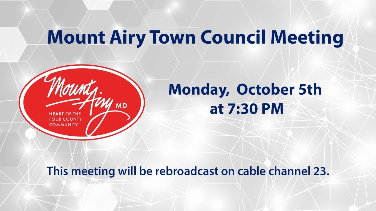 Mount Airy Town Council Meeting 10-5-20