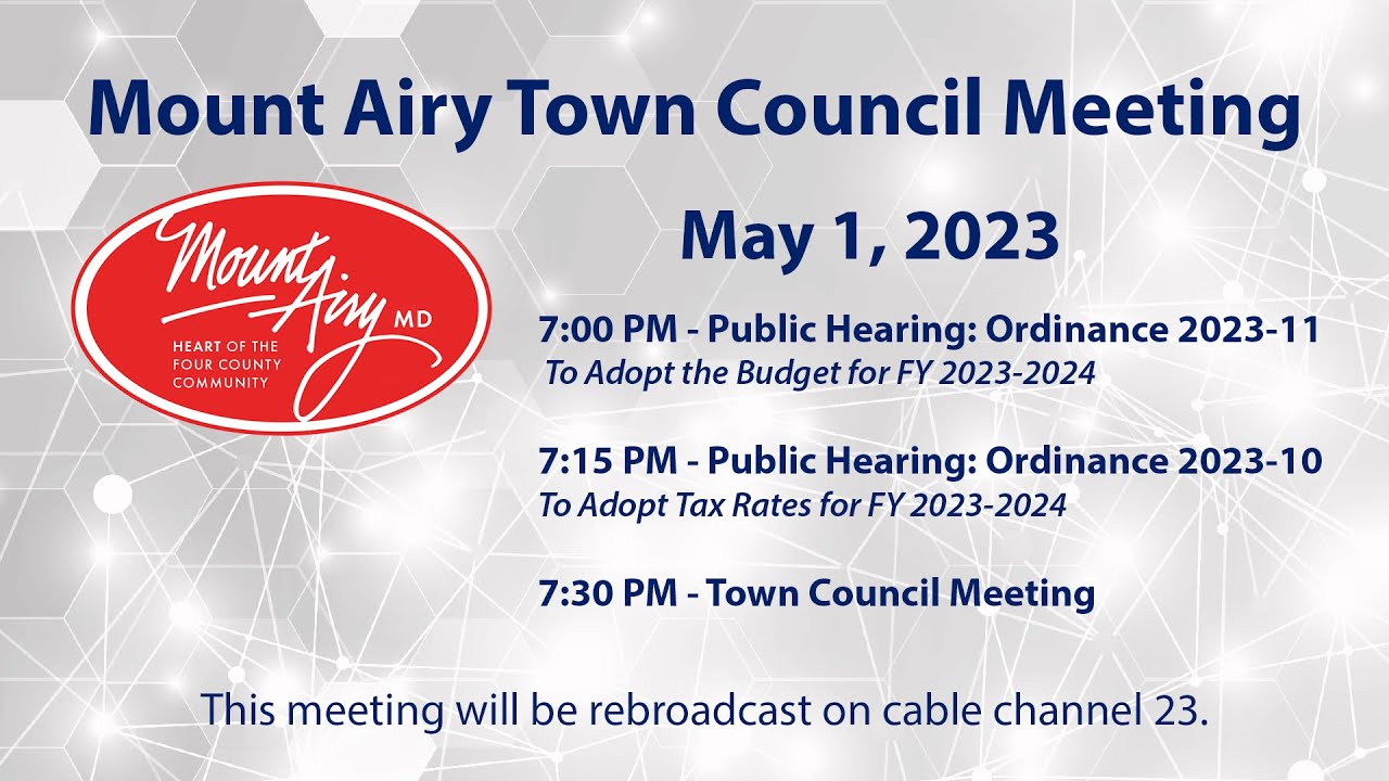 Mount Airy Town Council Meeting, 5-1-2023