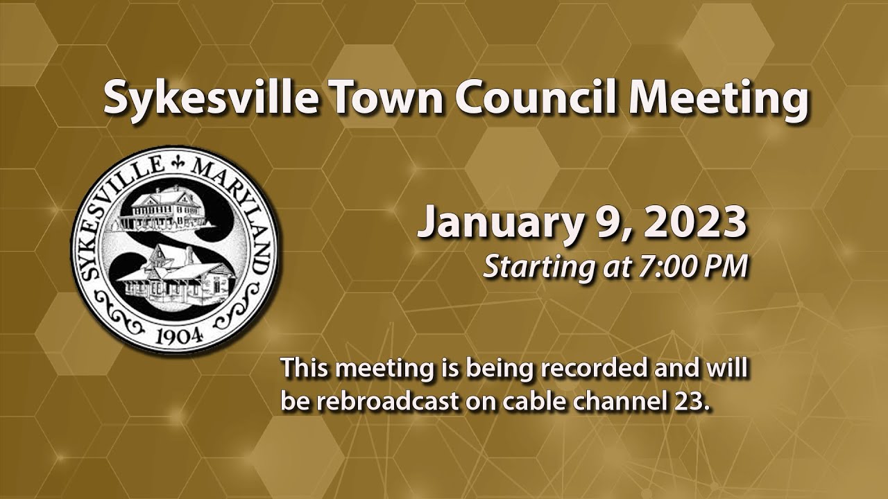Sykesville Town Council Meeting 1-9-2023