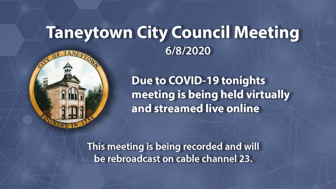 Taneytown City Council Meeting 6-8-20