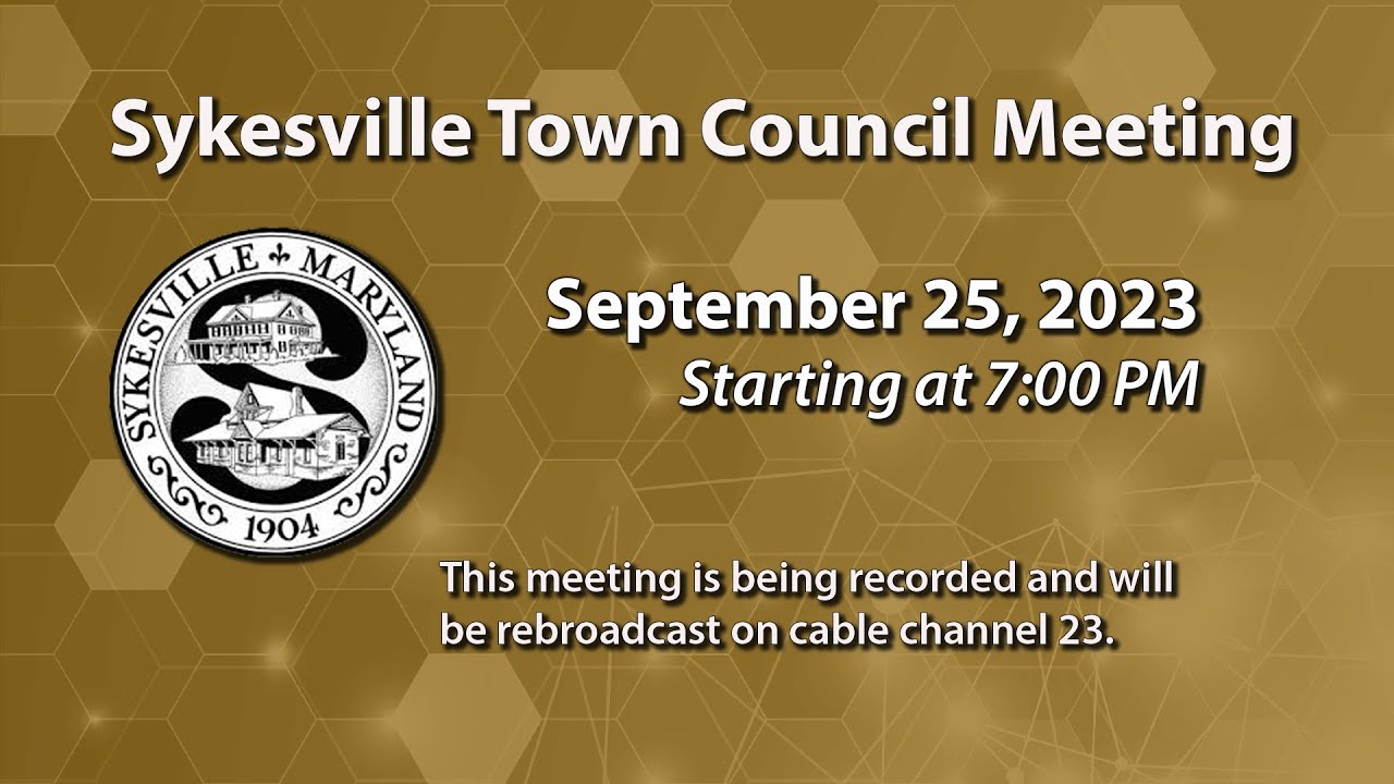 Sykesville Town Council Meeting 9-25-2023
