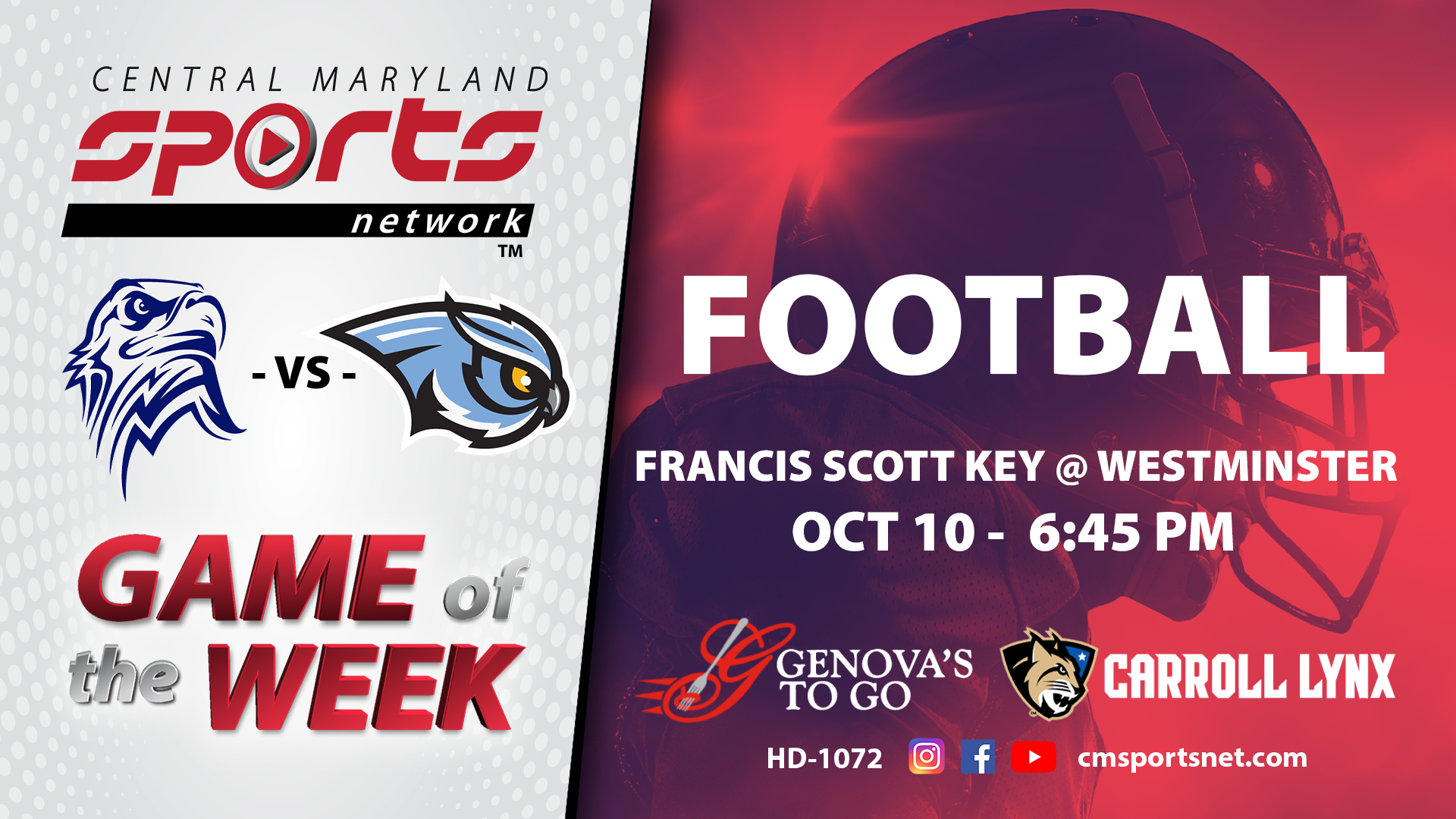 Francis Scott Key At Westminster Football 10-10-2024