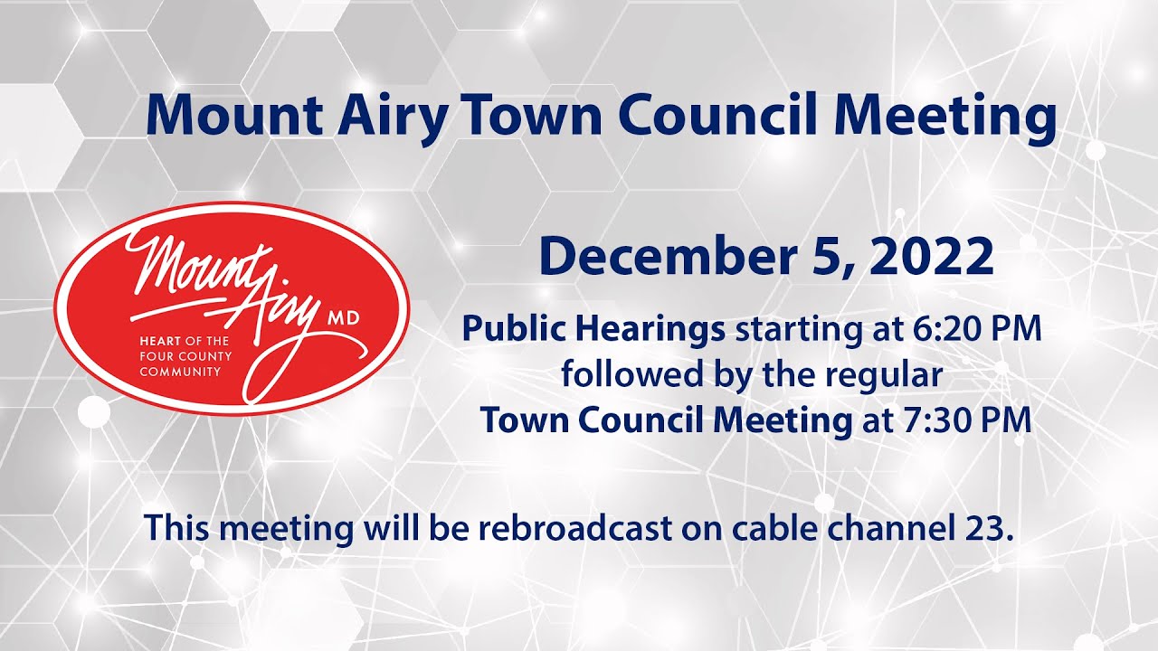 Mount Airy Town Council Meeting 12-5-2022