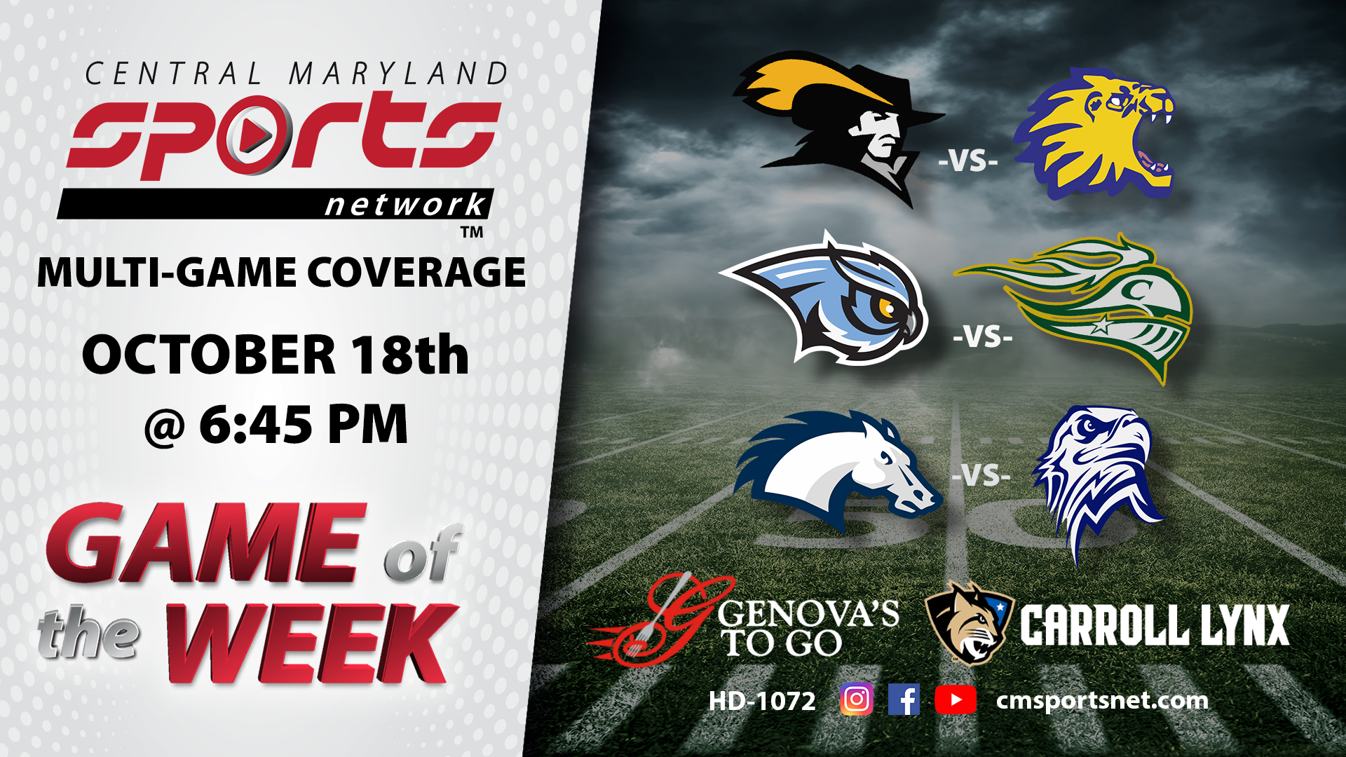CMSportsNet Multi-Game Football Coverage 10-18-2024