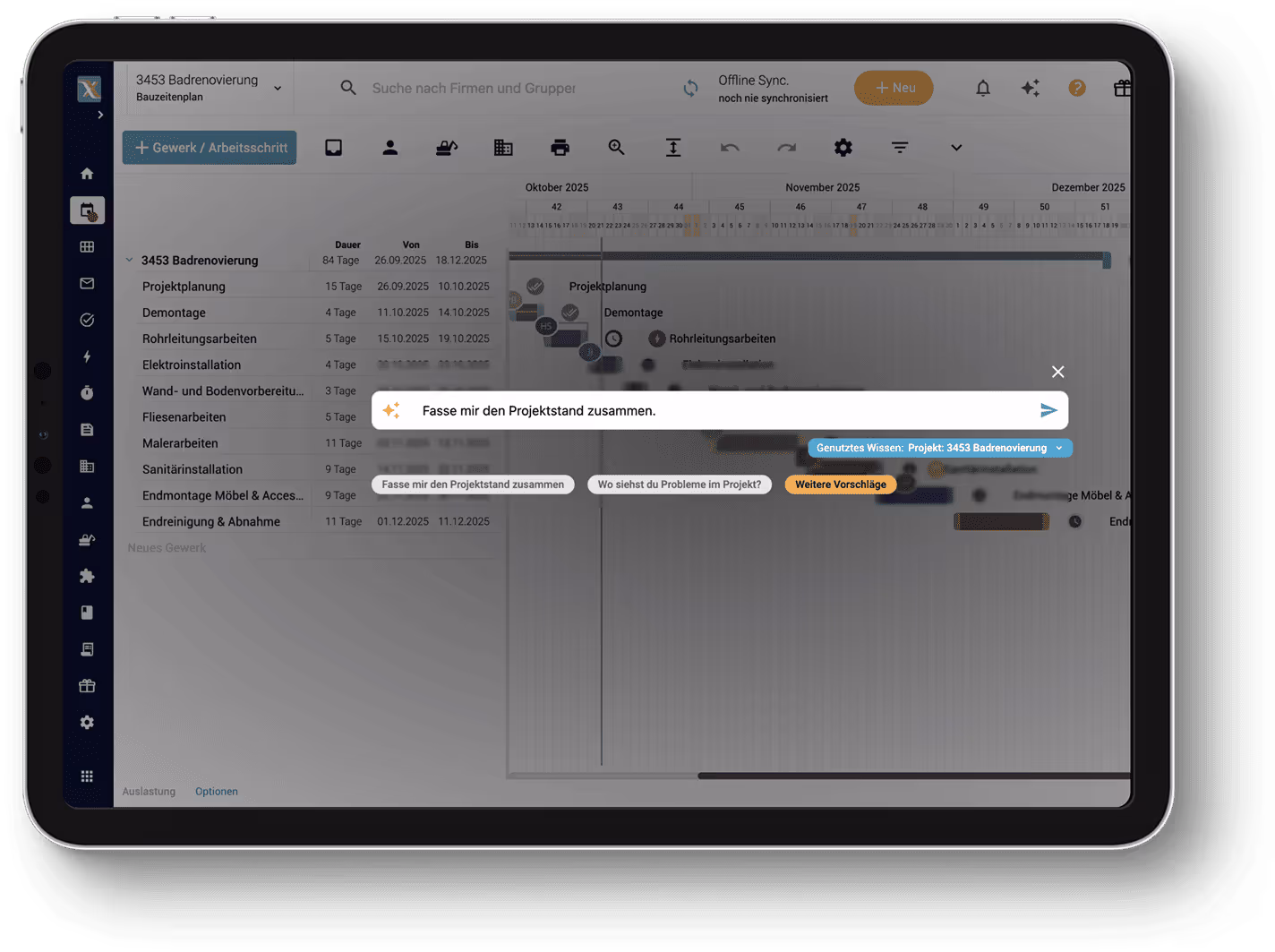 Tablet mit KI-Chatbot-Funktion von Flexxter aufgezeigt.