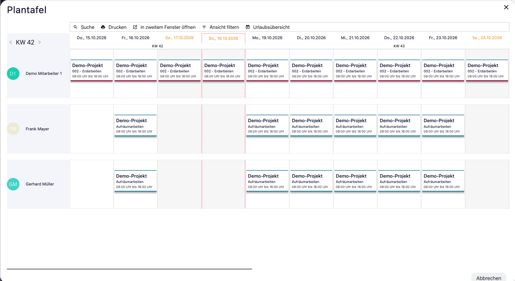Plantafel in Flexxter