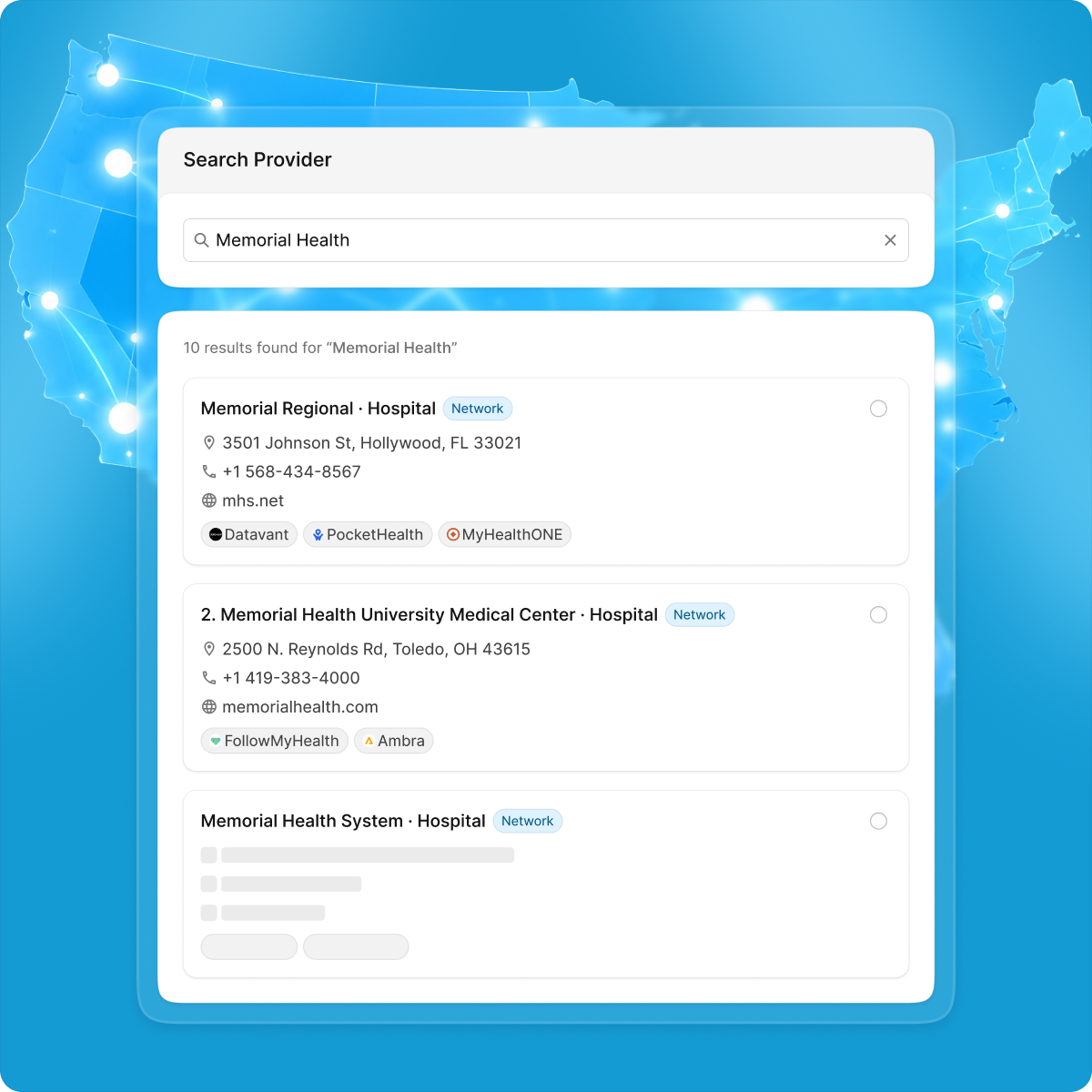 Searching for and selecting providers for a records request