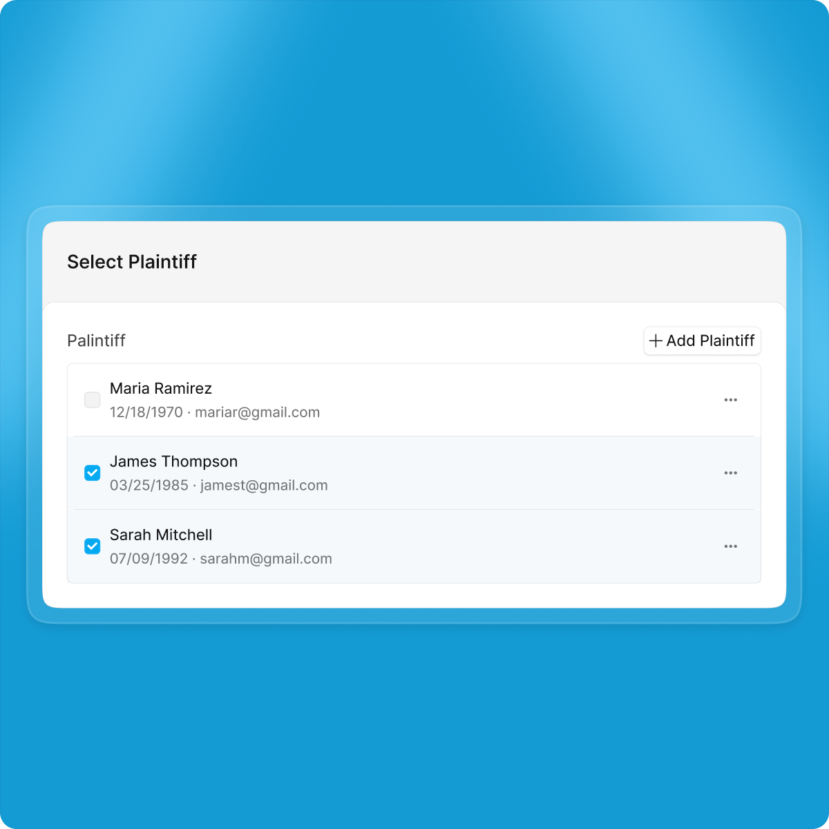 Selecting the plaintiffs for a records request in Novo