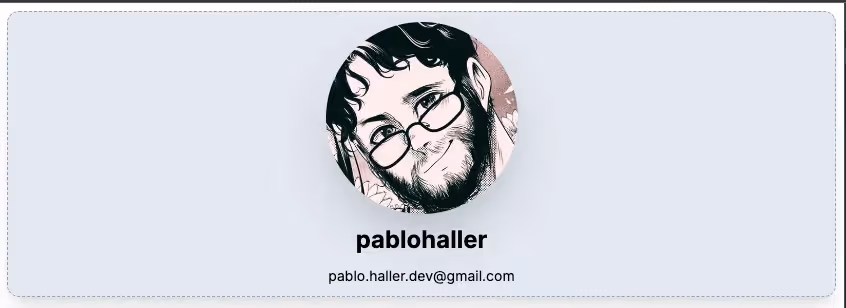 A screenshot showing the writers’s profile picture at the top, followed by their name in bold text, and below that, their email address.