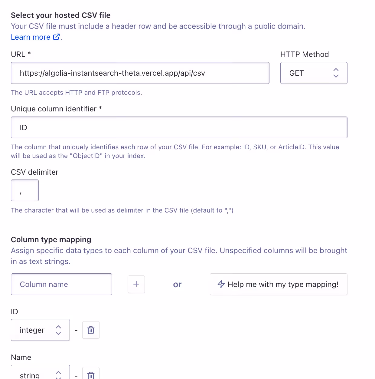 Connect hosted app to Algolia