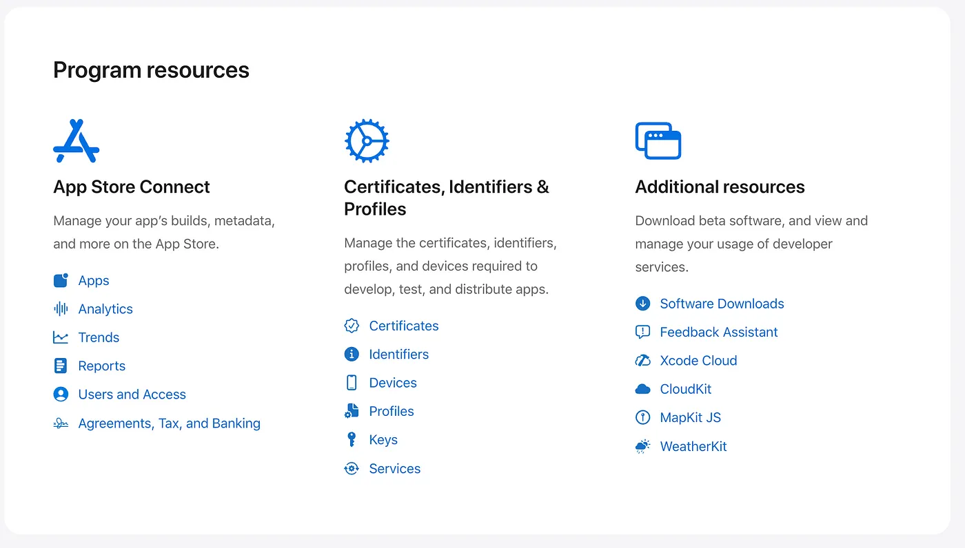 Apple developer account