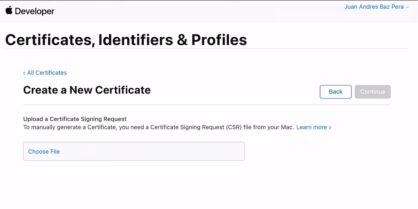 Certificates, Identifiers & Profiles