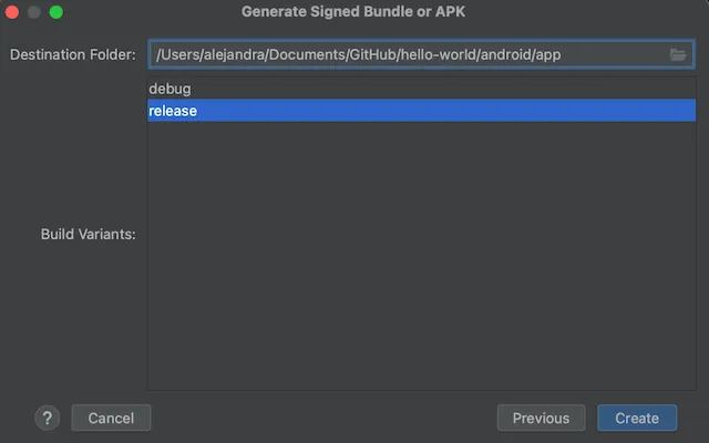Generate Signed Bundle or APK