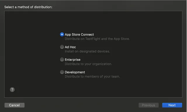 TestFlight: Distribution method selection