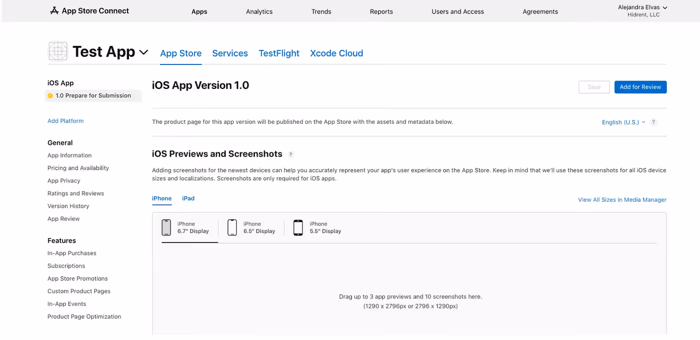 iOS Builds: Apps Store Connect