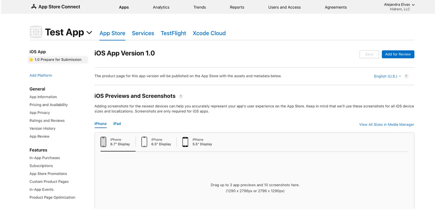 iOS Builds: Apps Store Connect