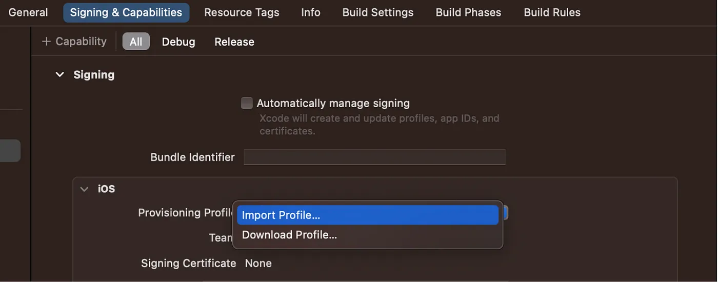 iOS Builds: Signing & Capabilities