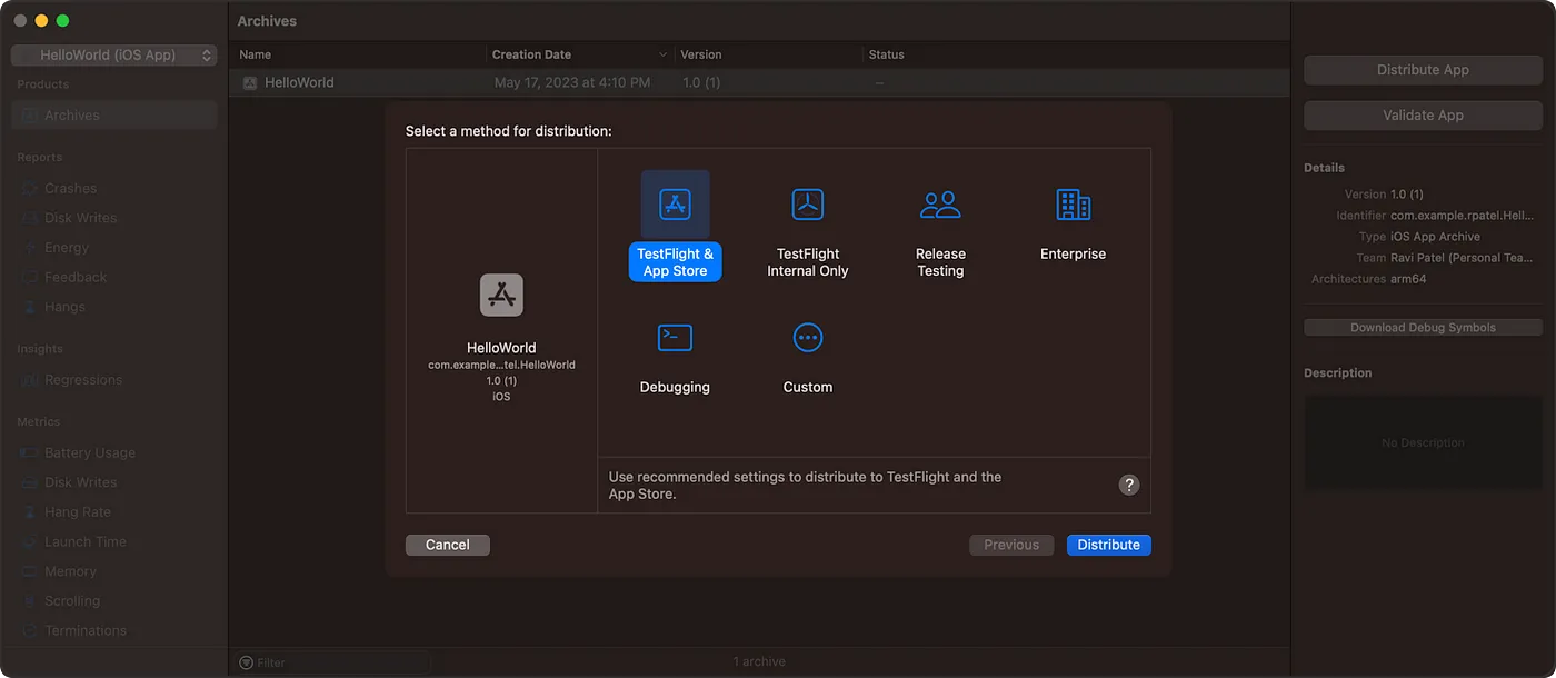 TestFlight: Distribution method selection