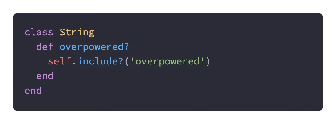 Code adding overpowered? method to string