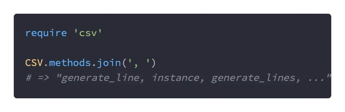 Code using CSV.methods.join