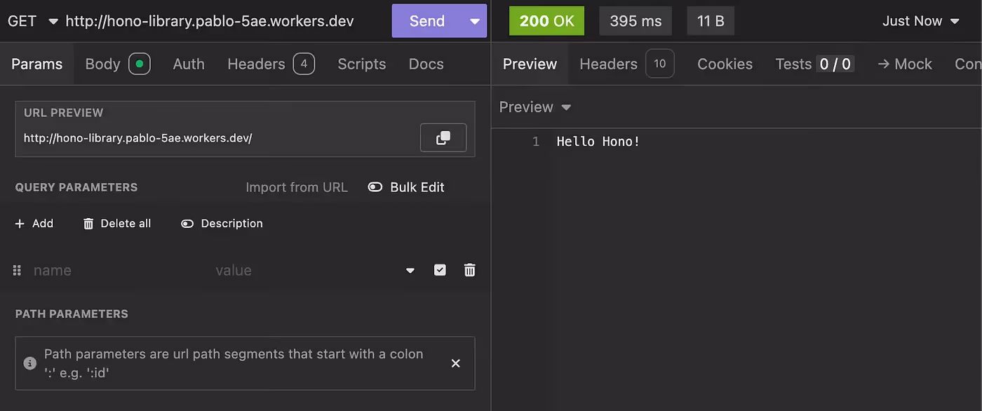 First response from our live API!