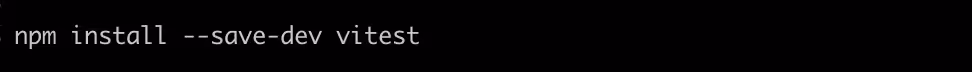 A command that goes on the terminal to install Vitest as a dev dependency (npm install --save-dev vitest)
