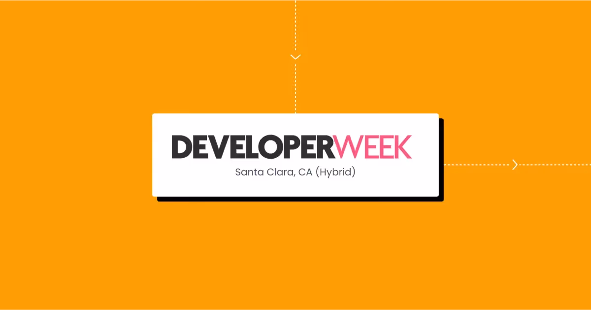 DeveloperWeek 2025 logo over yellow background.