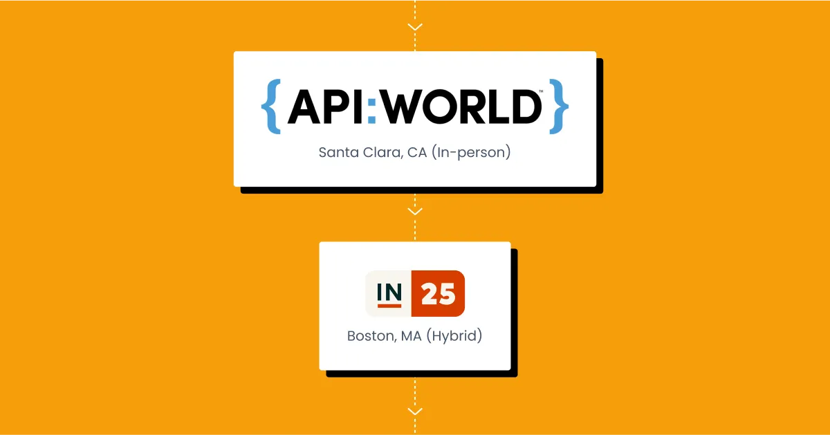 API World 2025 and Inbound 2025 logos over yellow background.