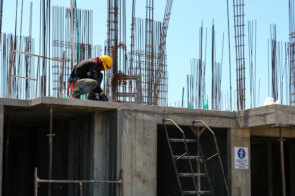 Vertical construction underway on a development site.