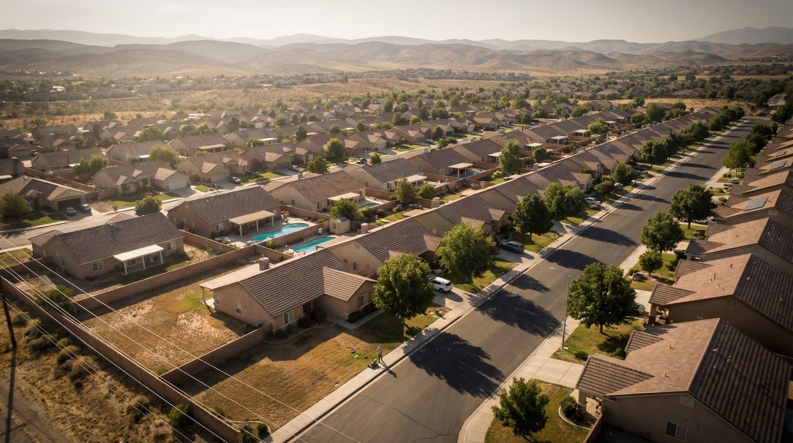 Aerial view of residential neighborhood representing comprehensive property data coverage across markets