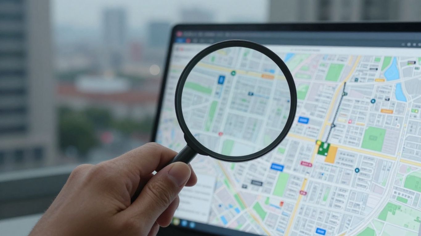 Magnifying glass over property data map