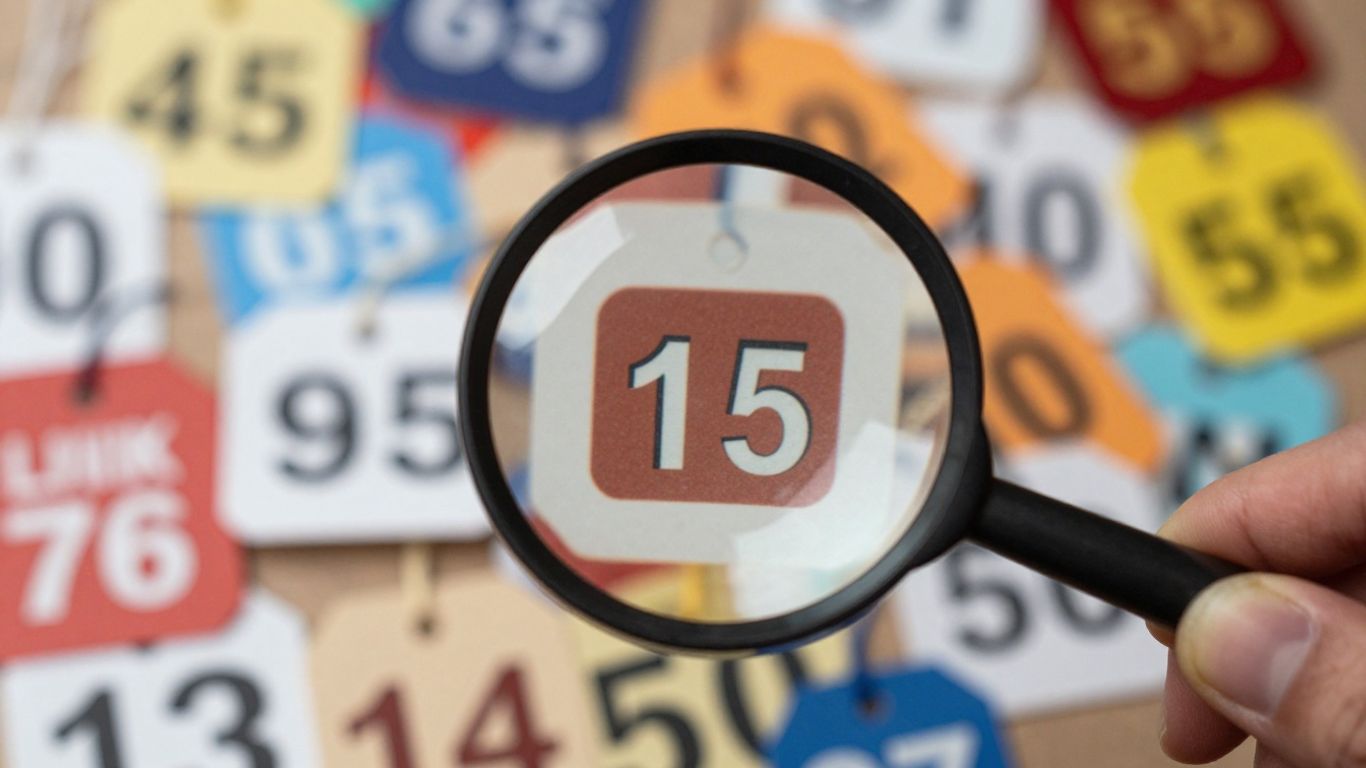 Magnifying glass over price tags, competitive pricing analysis.