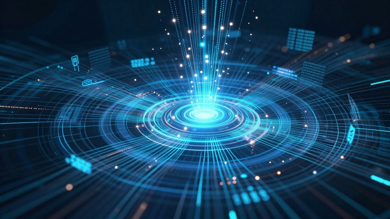 Real-time data streams flowing into a central hub.
