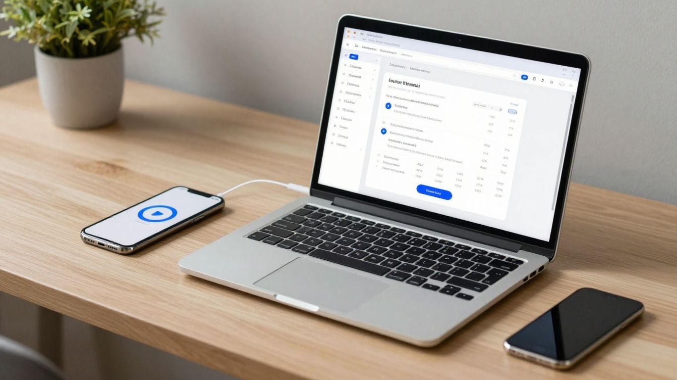 Laptop and smartphone displaying product data.