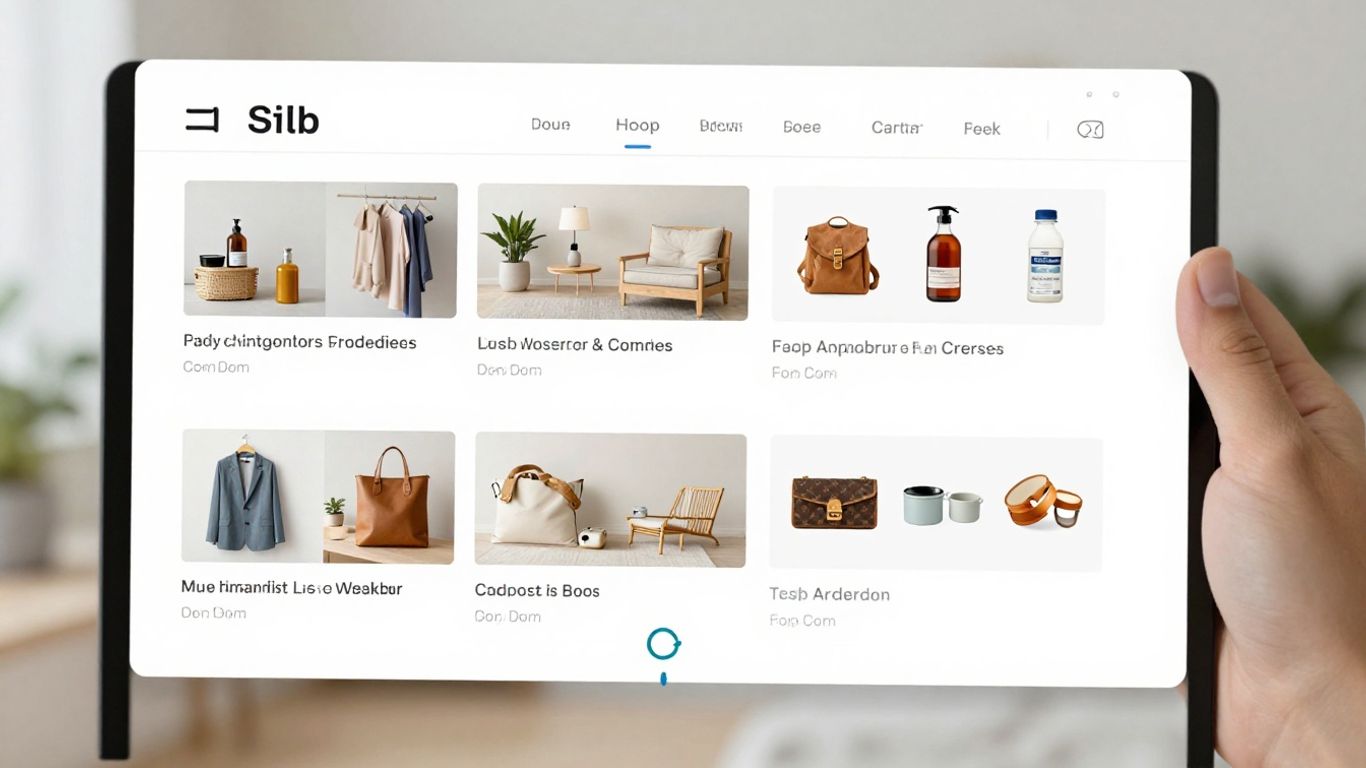 Product catalog synchronization interface with connected items.