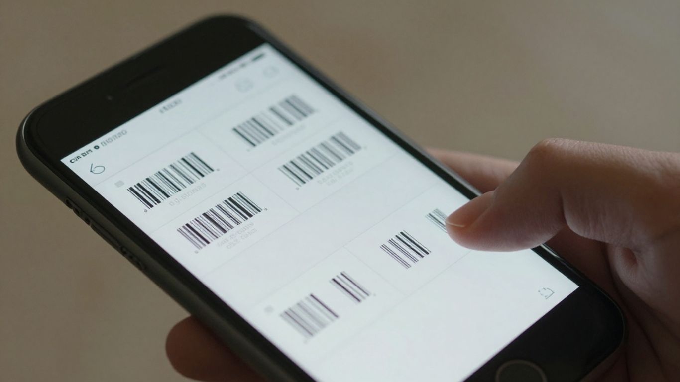 Smartphone displaying product barcodes for GTIN lookup.