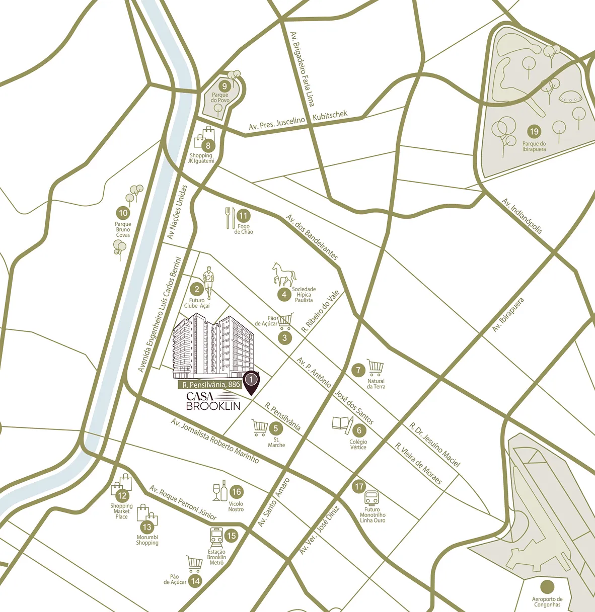 Mapa ilustrado da região