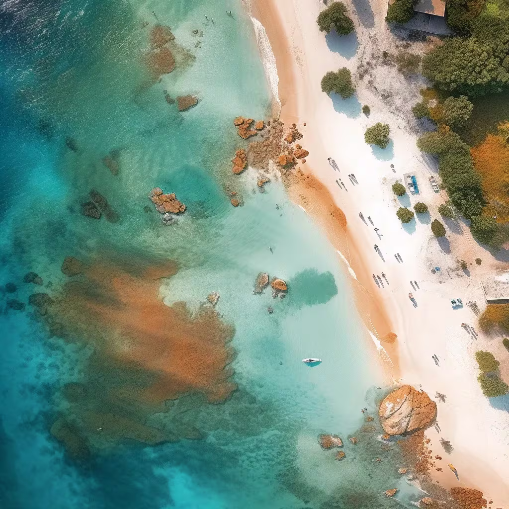 birds eye view of the beautiful cost of Zanzibar