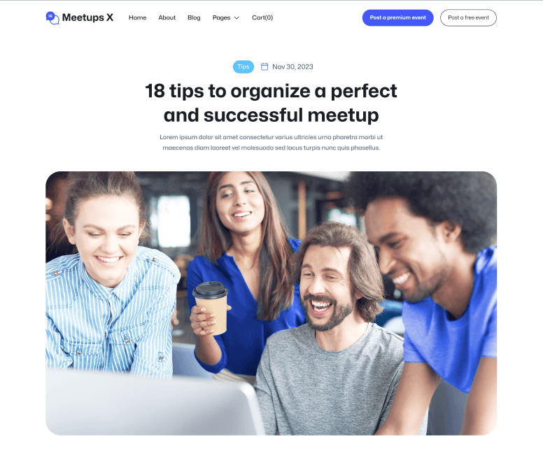 Meetups X - Blog Post Main Page - Event Directory Webflow Template