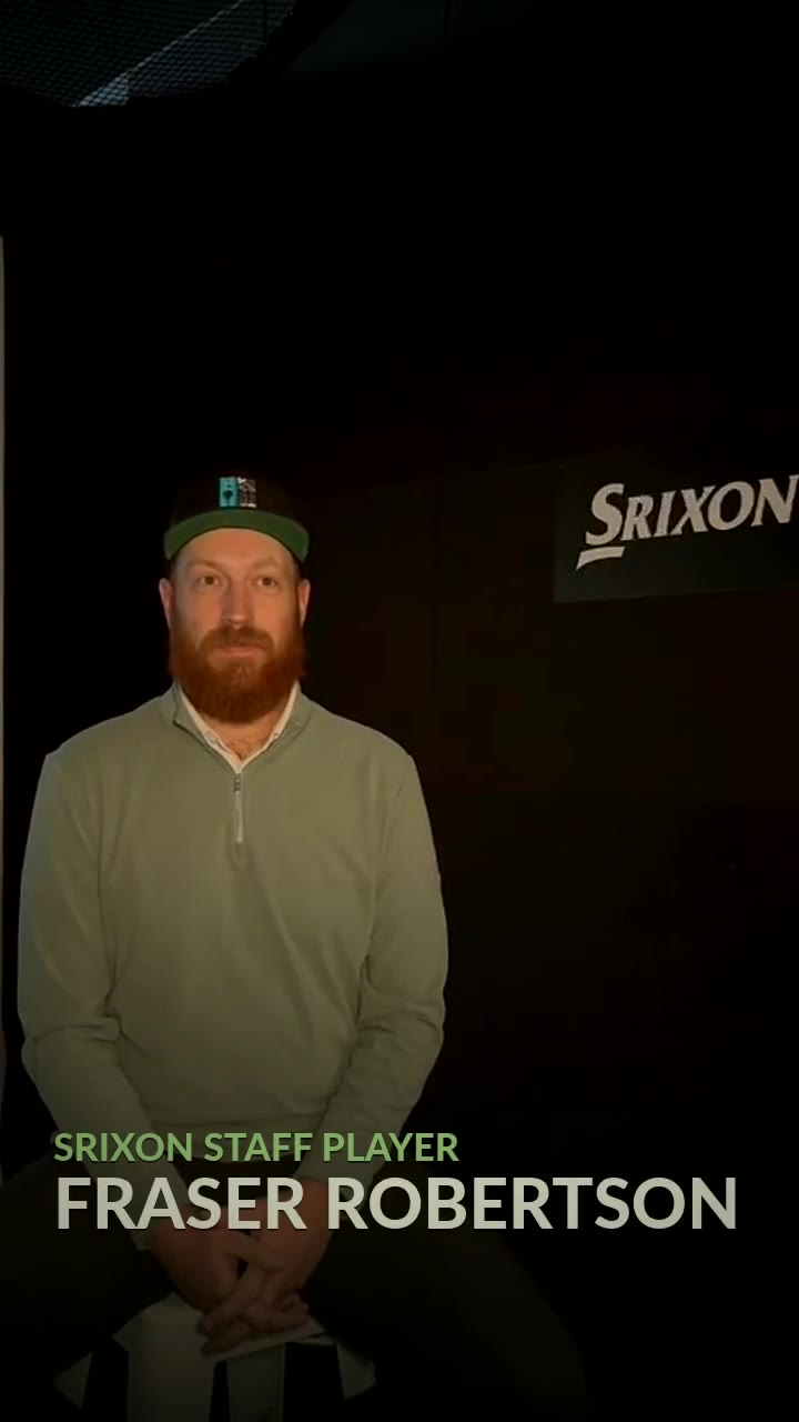 Fraser Robertson, CPGA Professional and Srixon Staff Player, seated in front of a Srixon backdrop