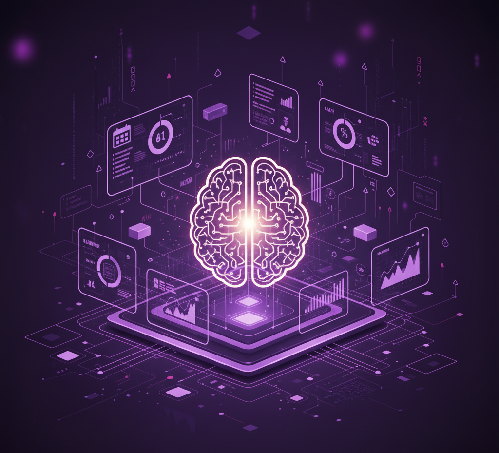 Imagen de un cerebro representando cómo la inteligencia artificial aplicada en un ERP optimiza la gestión del negocio.