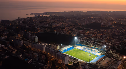 A faraway image of an illuminated stadium