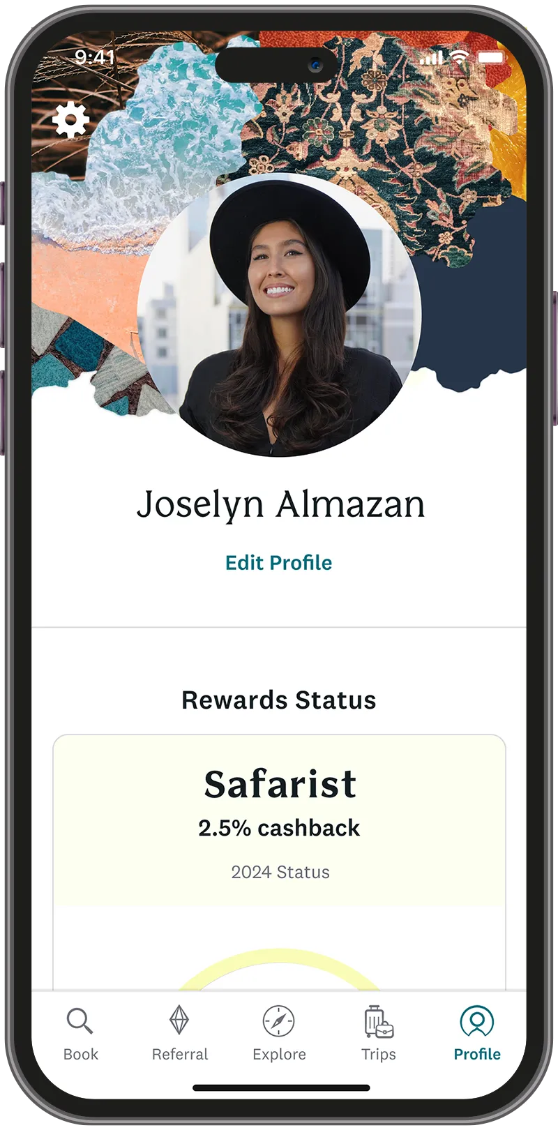 A screenshot of a guest profile in the Safara app