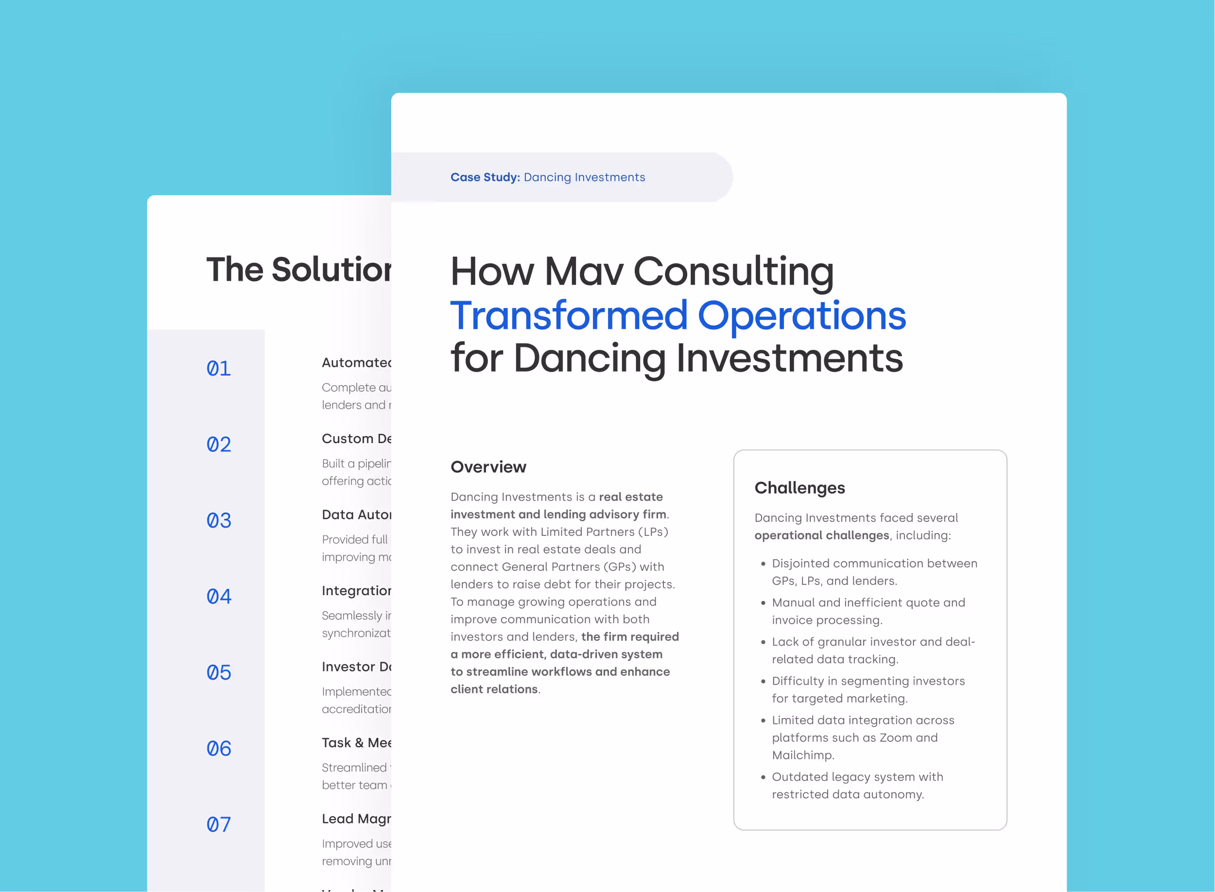 Dancing Investments case study paper mockup