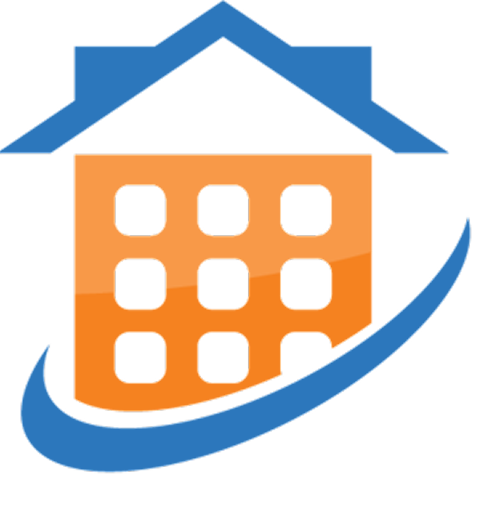 rent manager logo with orane and blue