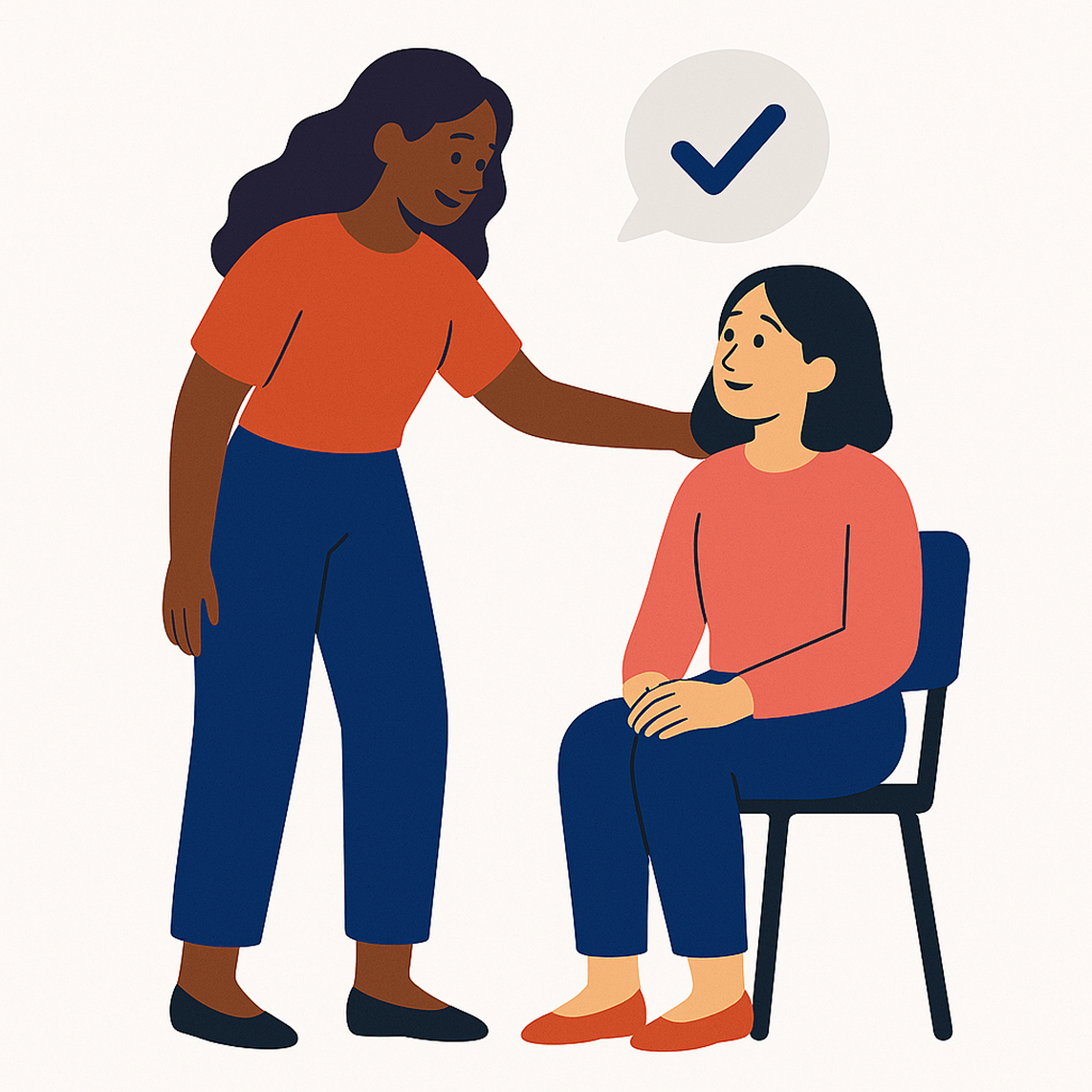 An image of two women supporting each other